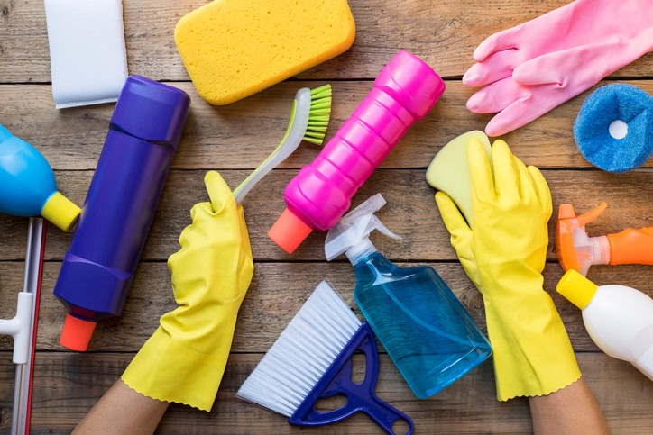 cleaning kitchen